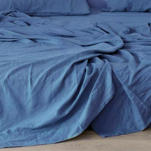 3pcs 100% Washed Linen Sheet Set Natural Flax Bed Sheets 2 Pillowcases