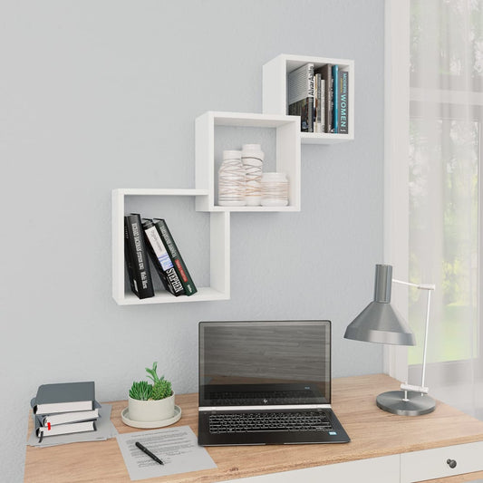 Cube Wall Shelves White 33.3"x5.9"x10.6" Chipboard