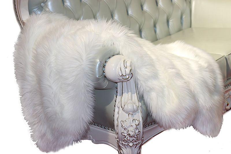 Luxury Decorative White Faux Fur Throw