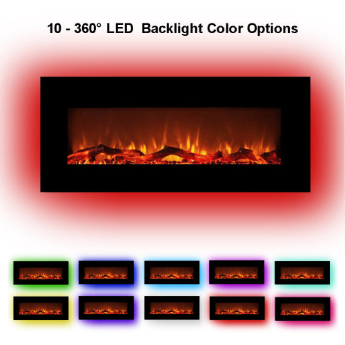 42 Inch Wall-Mounted Electronic Fireplace 10 Colors CSA Certification