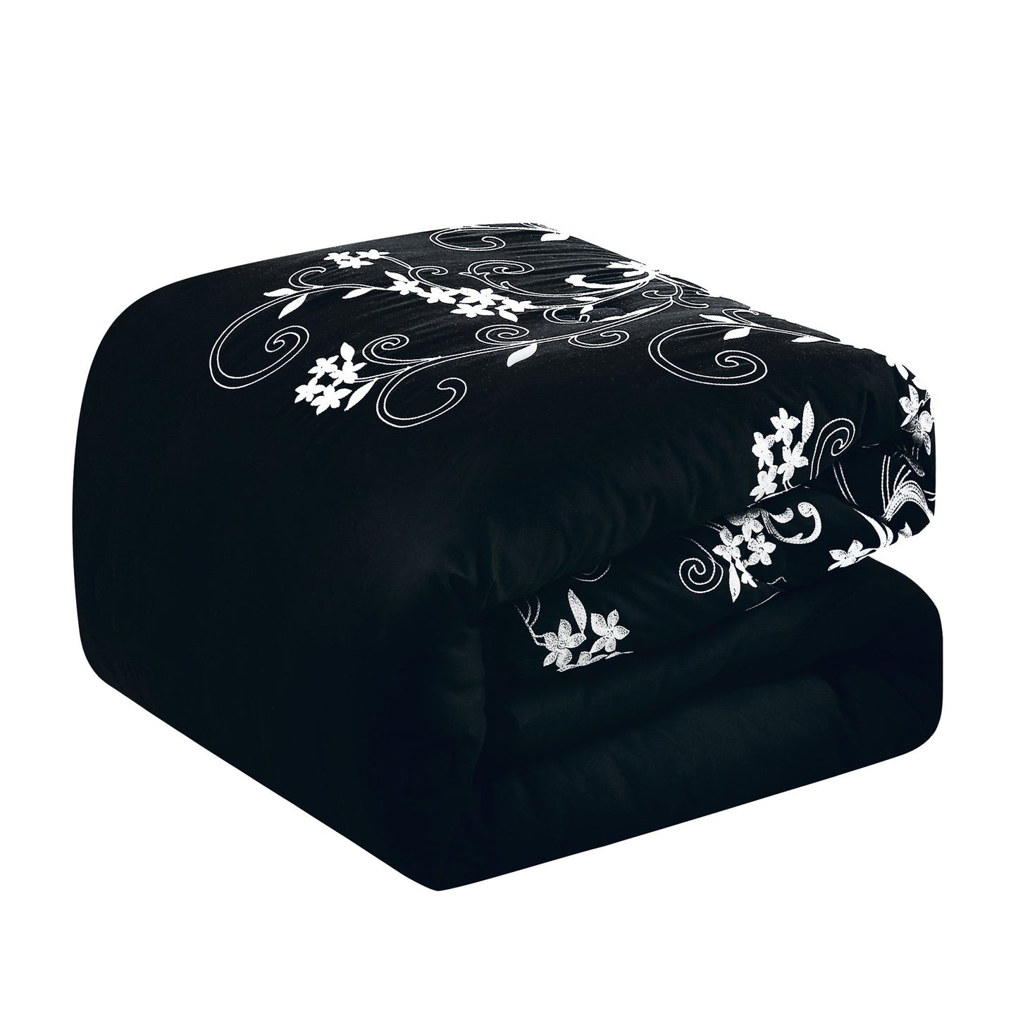 Kimana Contemporary Floral Black Comforter Set - 7 Piece Set