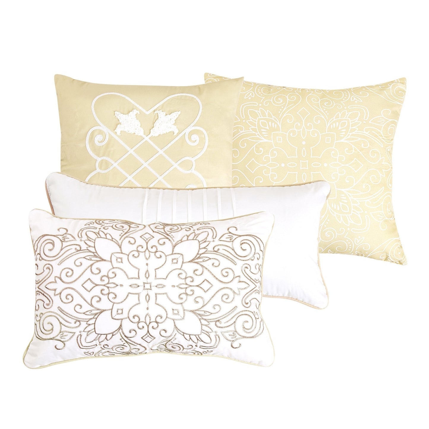 Mora Contemporary White and Gold Comforter Set - 7 Piece Set