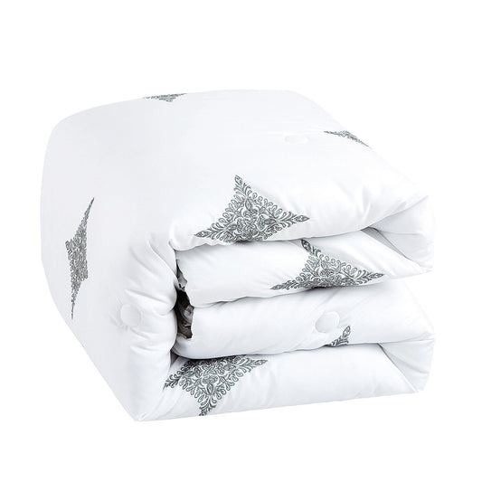 Presley Contemporary White Modern Comforter Set - 7 Piece Set